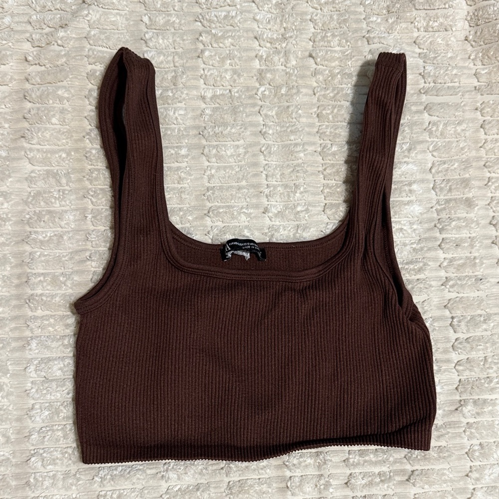 Zara Chocolate Ribbed Crop Top